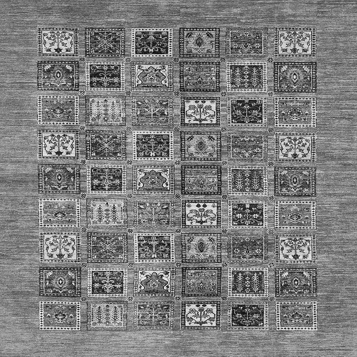 Square Machine Washable Oriental Gray Modern Rug, wshabs376gry