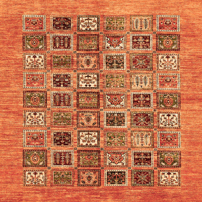 Square Machine Washable Oriental Orange Modern Area Rugs, wshabs376org