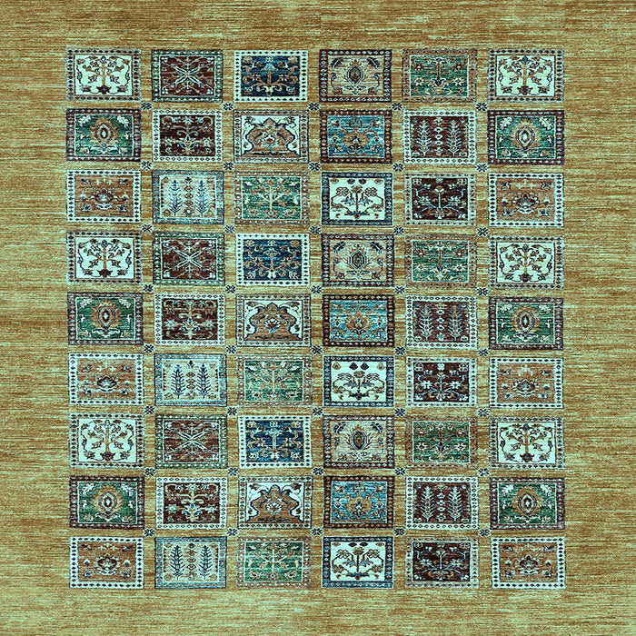 Square Machine Washable Oriental Light Blue Modern Rug, wshabs376lblu