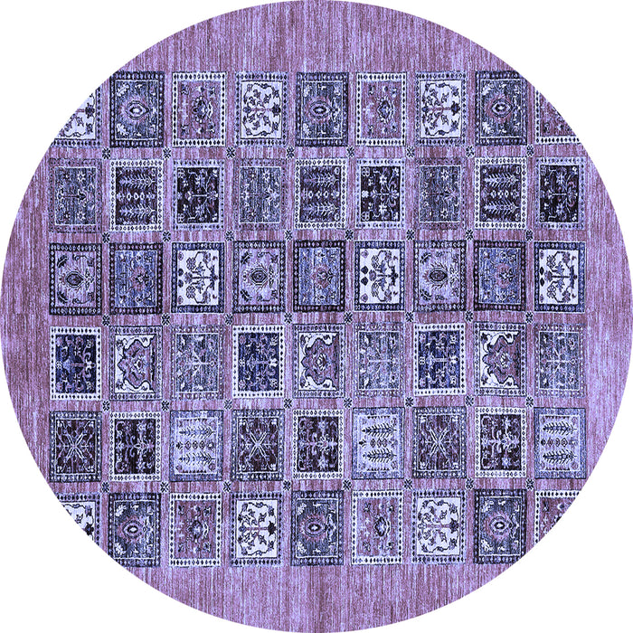 Round Machine Washable Oriental Blue Modern Rug, wshabs376blu