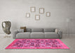 Machine Washable Oriental Pink Modern Rug in a Living Room, wshabs376pnk