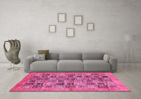 Machine Washable Oriental Pink Modern Rug, wshabs376pnk