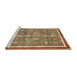 Sideview of Machine Washable Abstract Saffron Red Rug, wshabs377