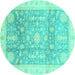 Round Oriental Turquoise Modern Rug, abs3770turq