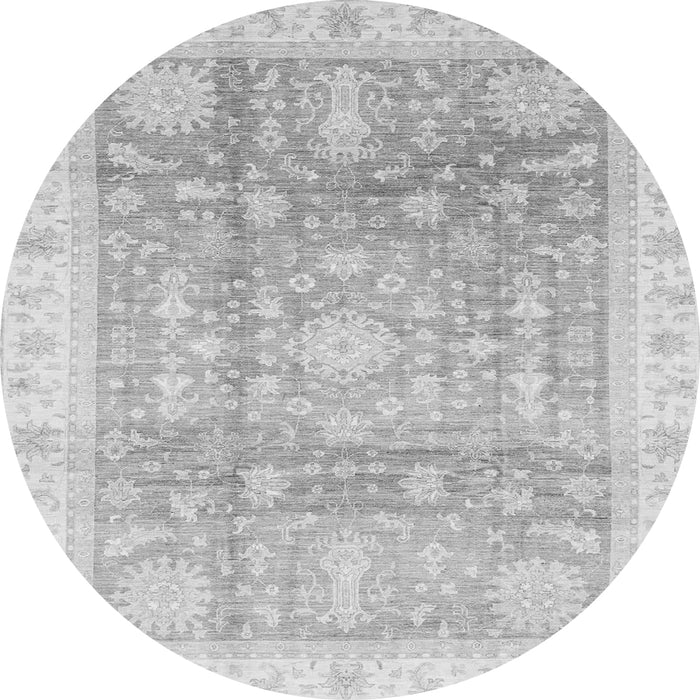 Round Machine Washable Oriental Gray Modern Rug, wshabs3770gry
