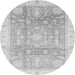 Round Machine Washable Oriental Gray Modern Rug, wshabs3770gry