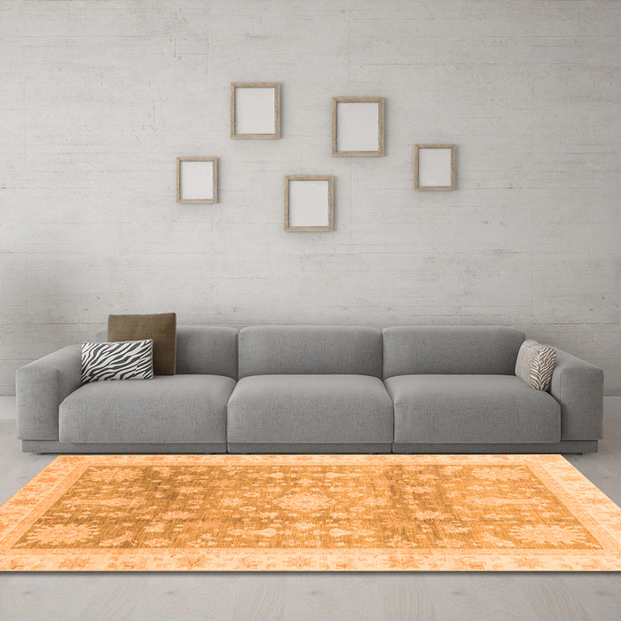 Machine Washable Oriental Orange Modern Area Rugs in a Living Room, wshabs3770org