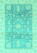 Machine Washable Oriental Turquoise Modern Area Rugs, wshabs3770turq