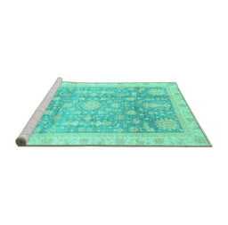 Sideview of Machine Washable Oriental Turquoise Modern Area Rugs, wshabs3770turq