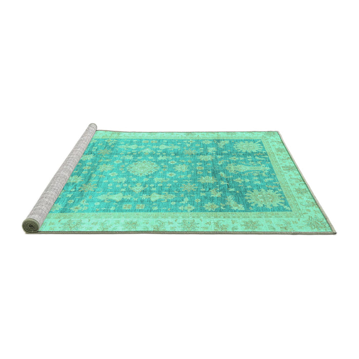 Sideview of Machine Washable Oriental Turquoise Modern Area Rugs, wshabs3770turq