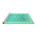 Sideview of Machine Washable Oriental Turquoise Modern Area Rugs, wshabs3770turq