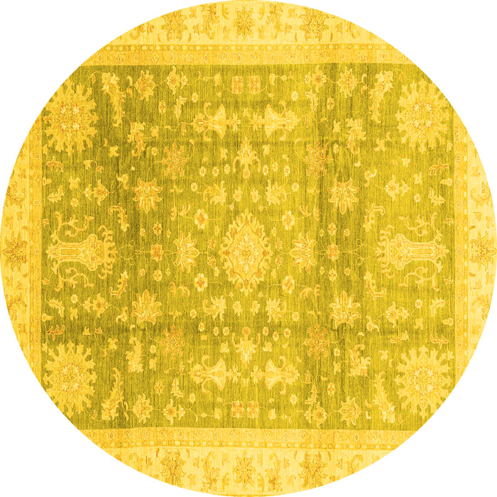 Round Oriental Yellow Modern Rug, abs3770yw