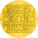 Round Oriental Yellow Modern Rug, abs3770yw