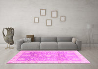 Machine Washable Oriental Pink Modern Rug, wshabs3770pnk