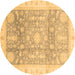 Round Oriental Brown Modern Rug, abs3770brn