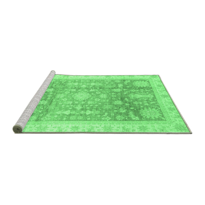 Sideview of Machine Washable Oriental Emerald Green Modern Area Rugs, wshabs3770emgrn