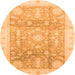 Round Machine Washable Oriental Orange Modern Area Rugs, wshabs3770org