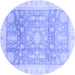 Round Machine Washable Oriental Blue Modern Rug, wshabs3770blu