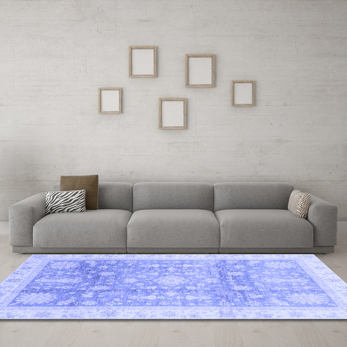 Machine Washable Oriental Blue Modern Rug in a Living Room, wshabs3770blu