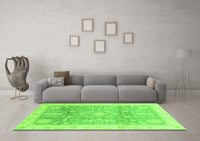 Machine Washable Oriental Green Modern Rug, wshabs3770grn