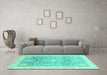 Machine Washable Oriental Turquoise Modern Area Rugs in a Living Room,, wshabs3770turq