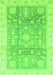 Machine Washable Oriental Green Modern Area Rugs, wshabs3770grn