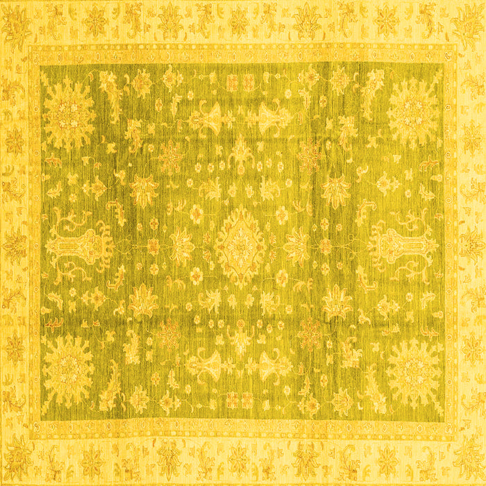 Square Machine Washable Oriental Yellow Modern Rug, wshabs3770yw