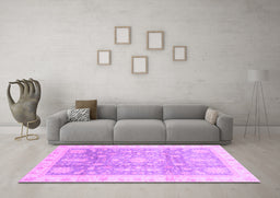 Machine Washable Oriental Purple Modern Area Rugs in a Living Room, wshabs3770pur