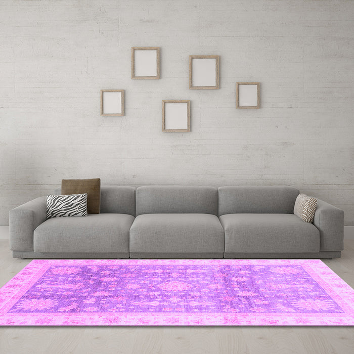 Machine Washable Oriental Purple Modern Area Rugs in a Living Room, wshabs3770pur