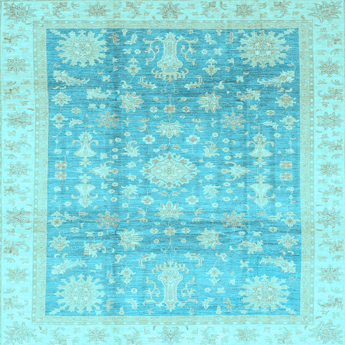Square Machine Washable Oriental Light Blue Modern Rug, wshabs3770lblu