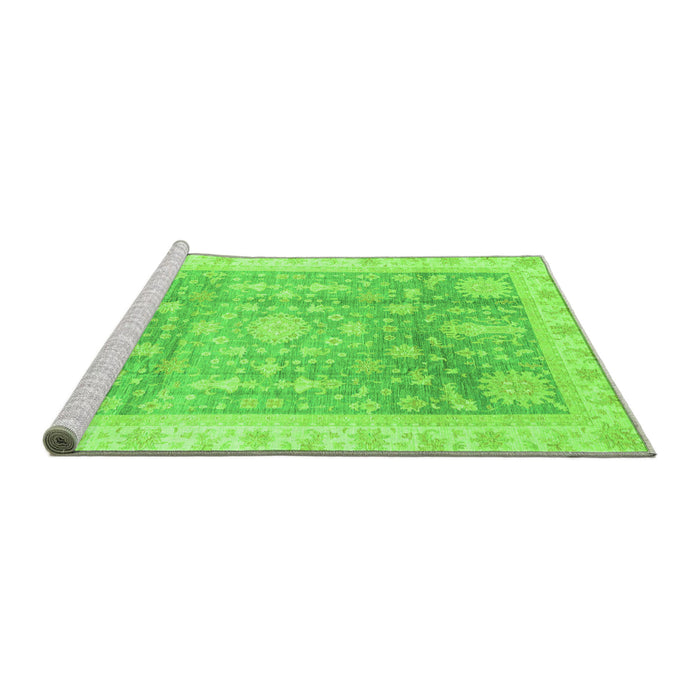 Sideview of Machine Washable Oriental Green Modern Area Rugs, wshabs3770grn