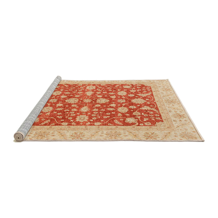 Sideview of Machine Washable Abstract Orange Red Rug, wshabs3771
