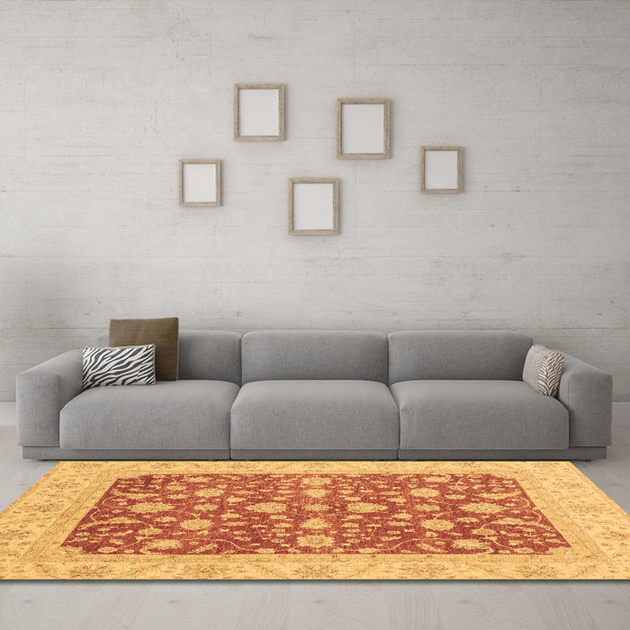 Machine Washable Abstract Brown Modern Rug in a Living Room,, wshabs3771brn
