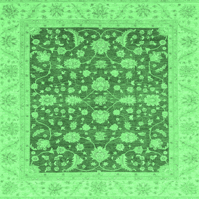 Square Abstract Emerald Green Modern Rug, abs3771emgrn