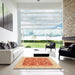 Square Abstract Orange Red Modern Rug in a Living Room, abs3771