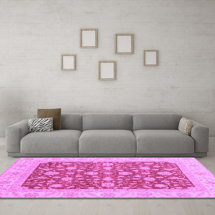 Machine Washable Abstract Purple Modern Area Rugs in a Living Room, wshabs3771pur