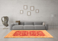 Machine Washable Abstract Orange Modern Rug, wshabs3771org