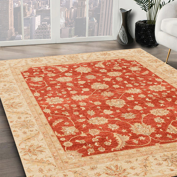 Machine Washable Abstract Orange Red Rug in a Family Room, wshabs3771