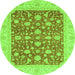 Round Abstract Green Modern Rug, abs3771grn