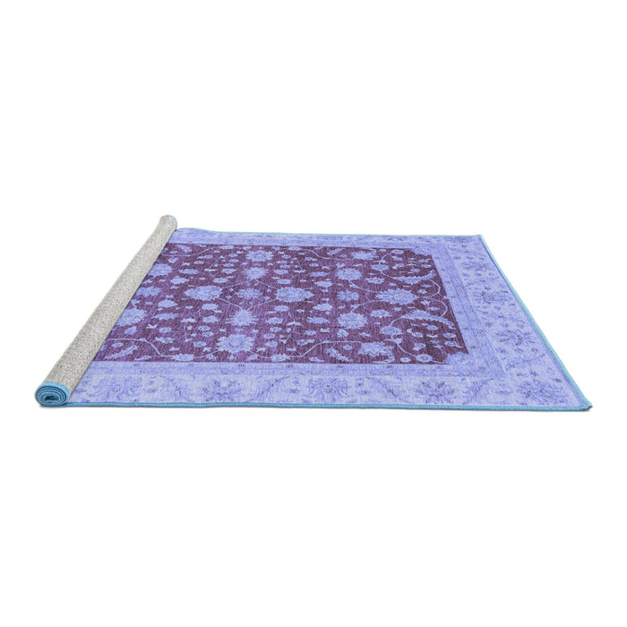 Sideview of Machine Washable Abstract Blue Modern Rug, wshabs3771blu