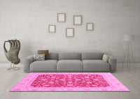 Machine Washable Abstract Pink Modern Rug, wshabs3771pnk