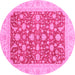 Round Abstract Pink Modern Rug, abs3771pnk