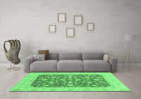 Machine Washable Abstract Emerald Green Modern Rug, wshabs3771emgrn