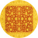 Round Abstract Yellow Modern Rug, abs3771yw