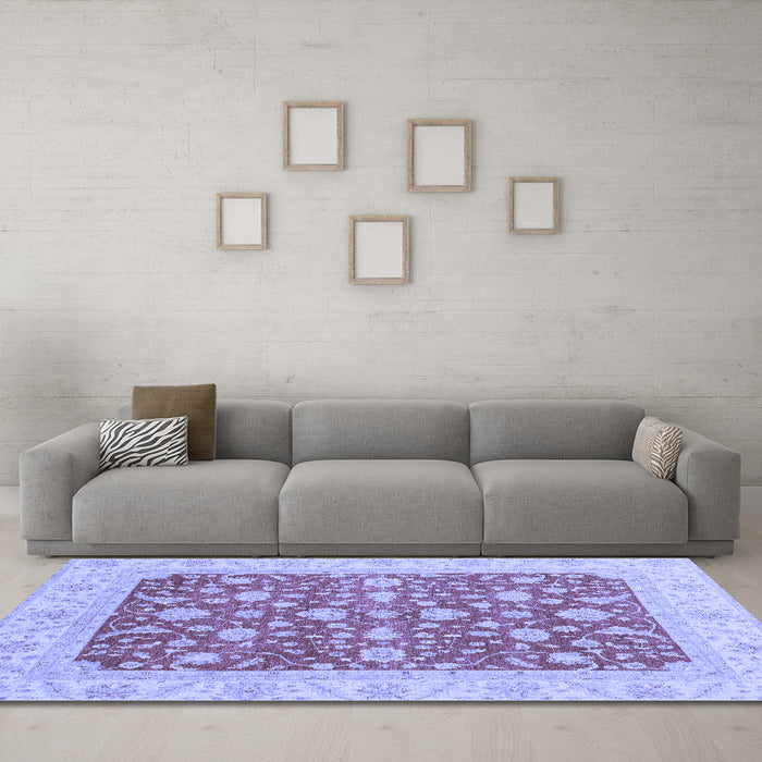 Machine Washable Abstract Blue Modern Rug in a Living Room, wshabs3771blu