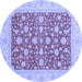 Round Machine Washable Abstract Blue Modern Rug, wshabs3771blu