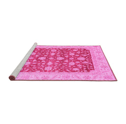 Sideview of Machine Washable Abstract Pink Modern Rug, wshabs3771pnk