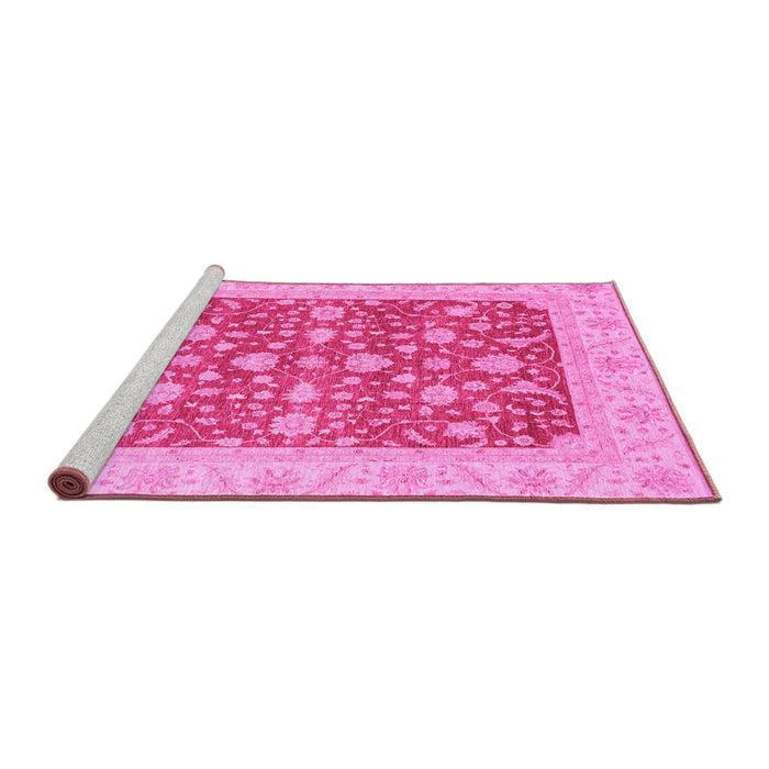 Sideview of Machine Washable Abstract Pink Modern Rug, wshabs3771pnk