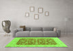 Machine Washable Abstract Green Modern Area Rugs in a Living Room,, wshabs3771grn