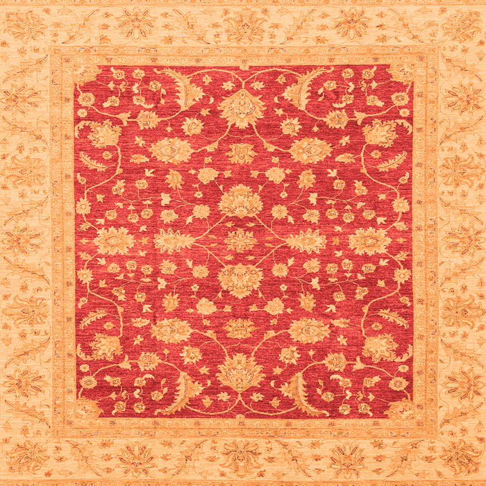 Square Machine Washable Abstract Orange Modern Area Rugs, wshabs3771org
